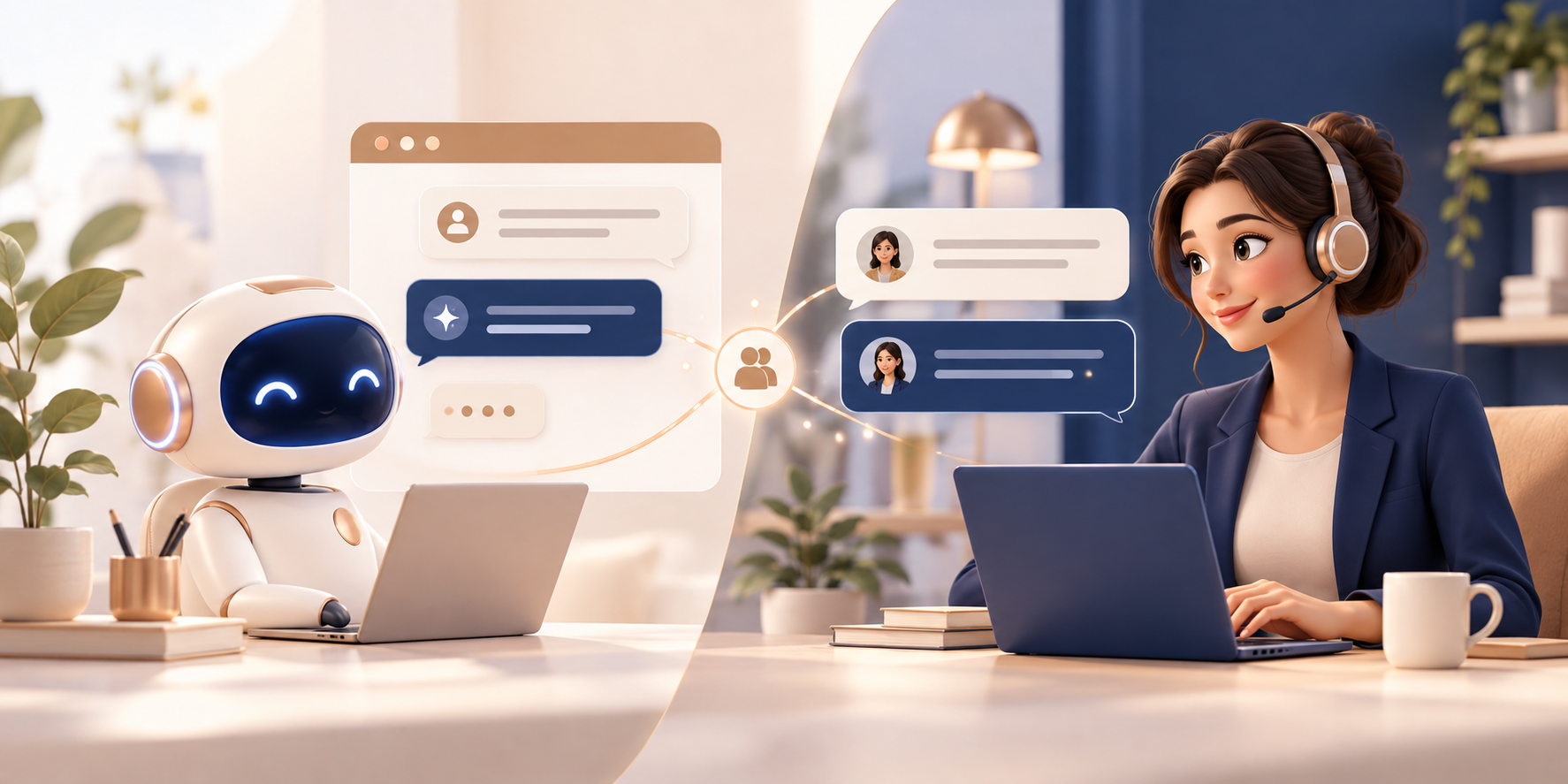 Illusztráció: AI chatbot vagy élő chat: melyik illik jobban a weboldaladhoz?